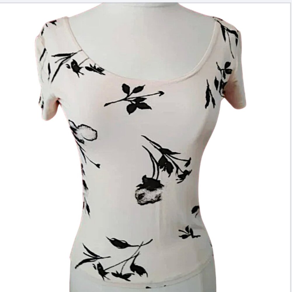 Sonia Fortuna Firenze Fancy T-shirt Stretch Floral Top Made in Italy Size S